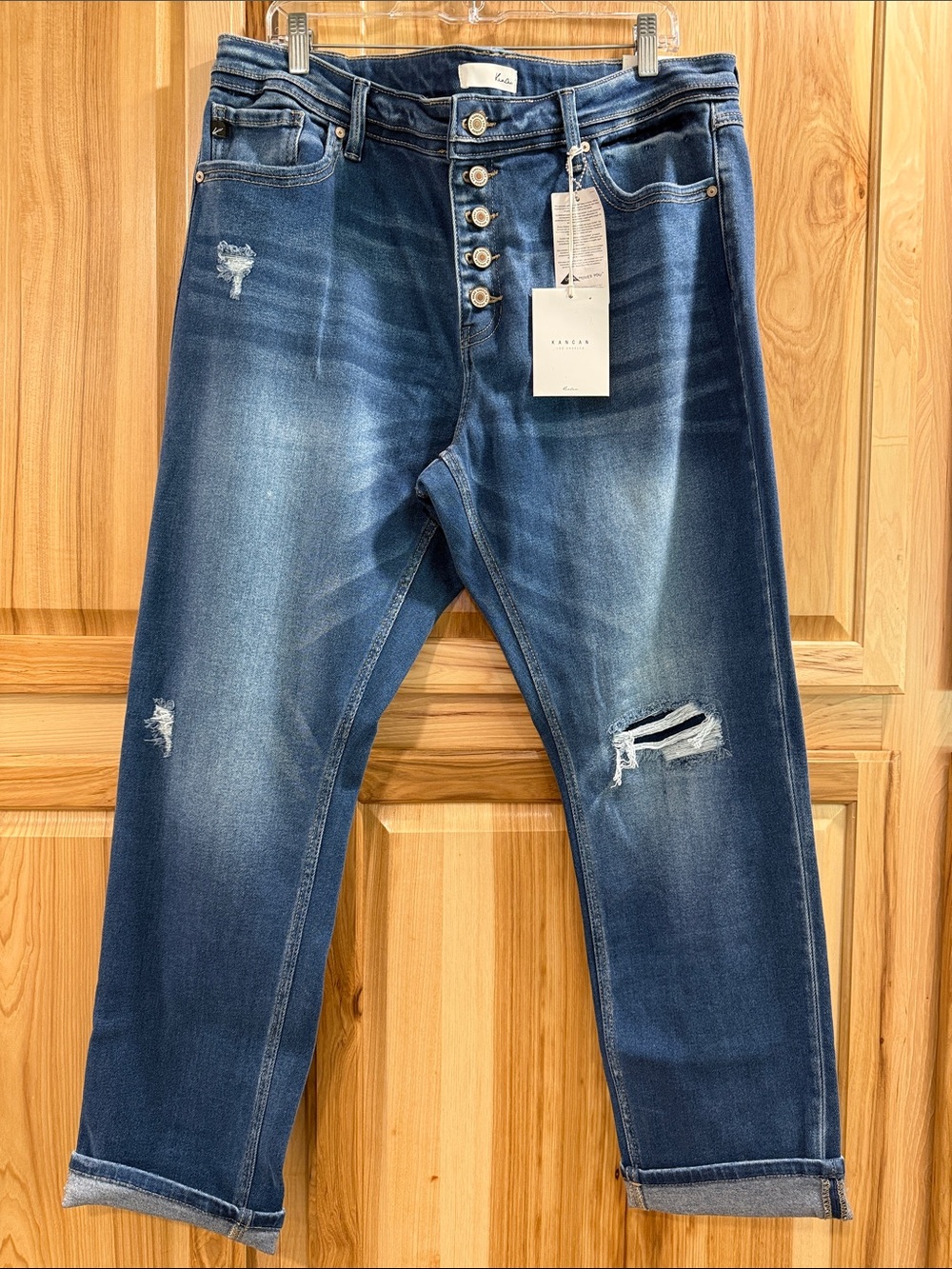 NWT KanCan 3X Women’s Relaxed Distressed Casual Button-Fly Faded Grunge Jeans